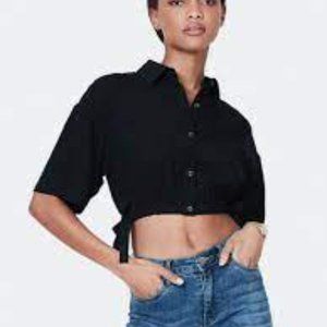 Revolve Billie The Label Imogene Cropped Top sz LG NWT Linen Tencel blend